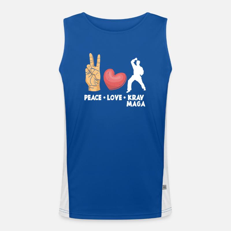 Krav Maga Friede Liebe Hobby Funktionelles Kontrast-Tank Top für Männer 