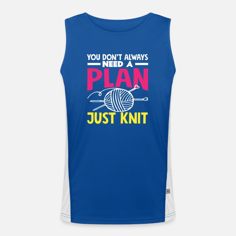Knitting No Plan Just Knitting Men's Functional Contrast Tank Top 