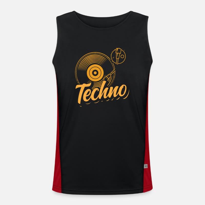 Techno Lover Vinyl Turntable Design Men's Functional Contrast Tank Top 