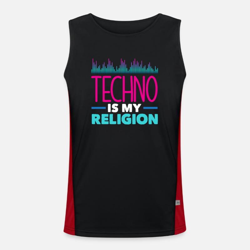 Techno Lover: Techno is my religion Men's Functional Contrast Tank Top 