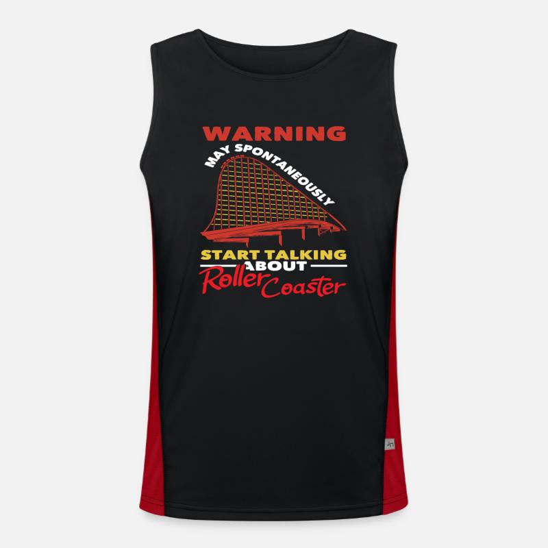 Roller coaster warning talks spontaneously - Men's Functional Contrast Tank Top  - black/red