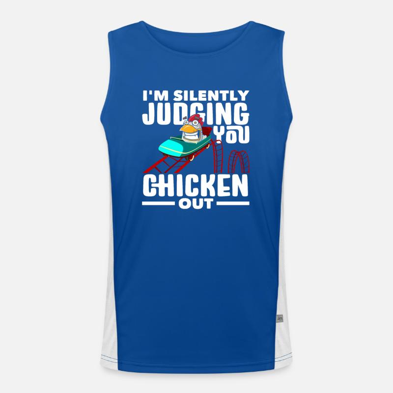 Roller coaster fun Watch your chicken Men's Functional Contrast Tank Top 