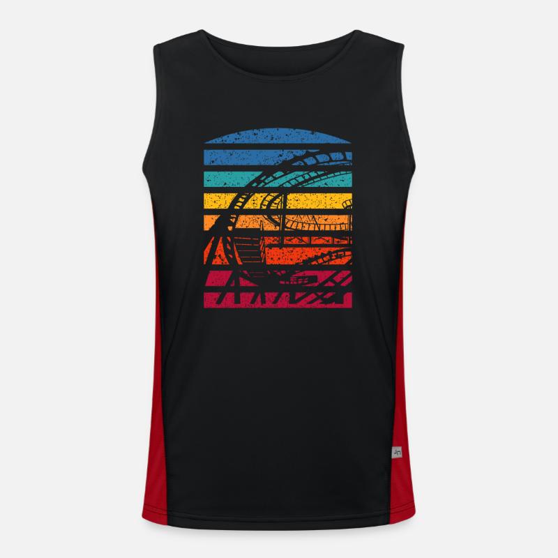 Retro Achterbahn Silhouette Abenteuer Funktionelles Kontrast-Tank Top für Männer 