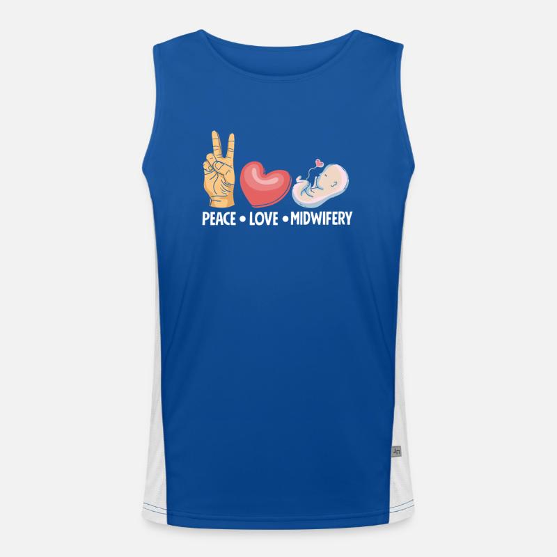 Frieden Liebe Hebamme Design Funktionelles Kontrast-Tank Top für Männer 