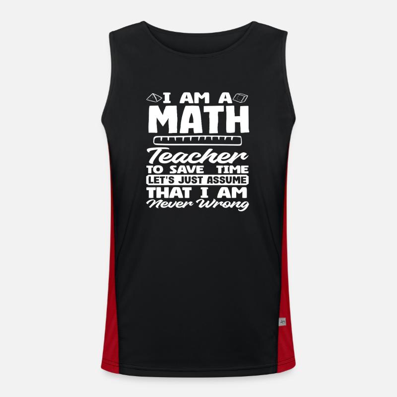 Math Teacher Math Gift - Men's Functional Contrast Tank Top - black/red