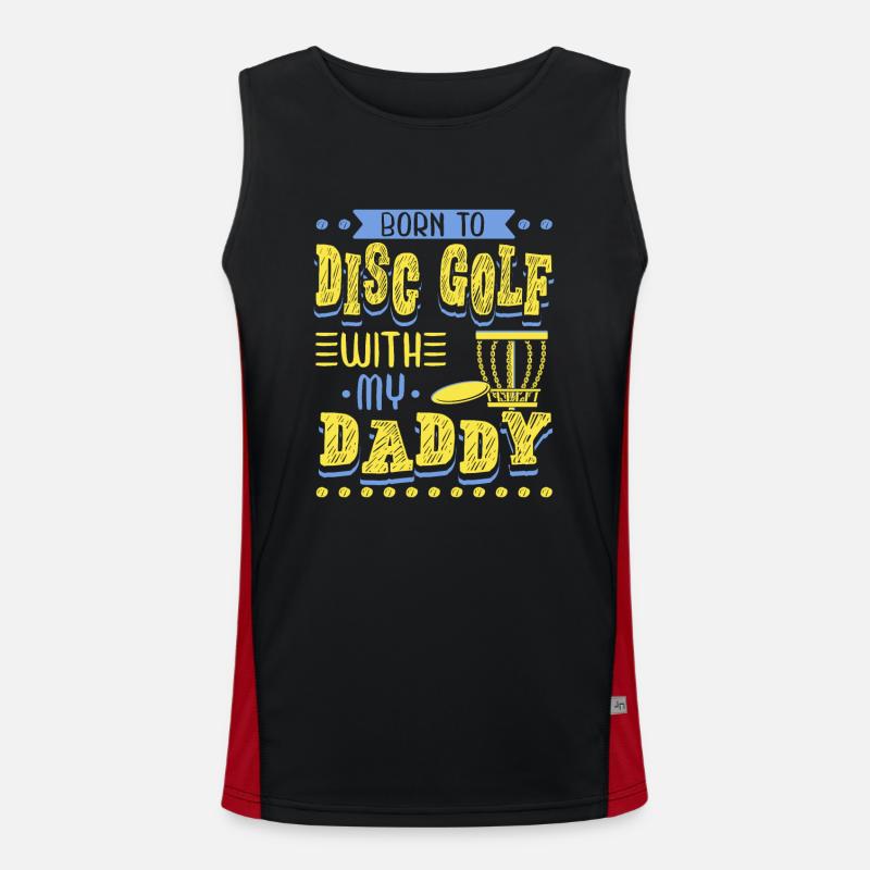 Né au Disc Golf avec mon papa Disc Golf Débardeur respirant contrasté Homme 