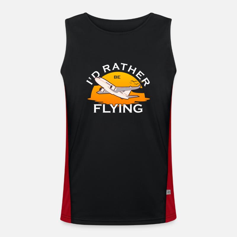 I'd Rather Be Flying Airplane Pilot Aviation Men's Functional Contrast Tank Top 