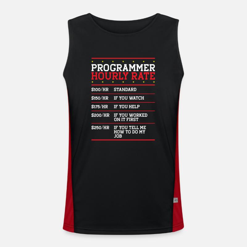 Programmer Hourly Rate Support Coder Labor IT Men's Functional Contrast Tank Top 