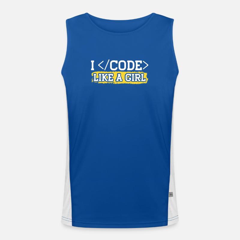 Programmieren Coder Programmierer Girl Funktionelles Kontrast-Tank Top für Männer 