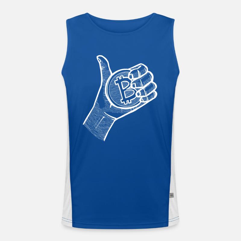 Bitcoin Daumen hoch Hand Funktionelles Kontrast-Tank Top für Männer 