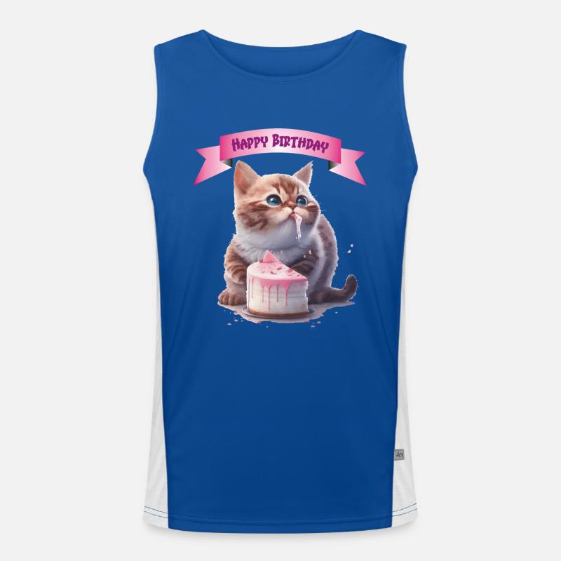 Happy Birthday Kätzchen Geschenk Funktionelles Kontrast-Tank Top für Männer 