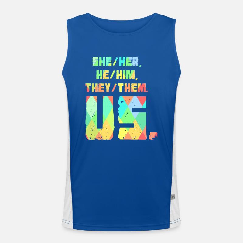 She/Her, He/Him, They/Them. Us. Men's Functional Contrast Tank Top 