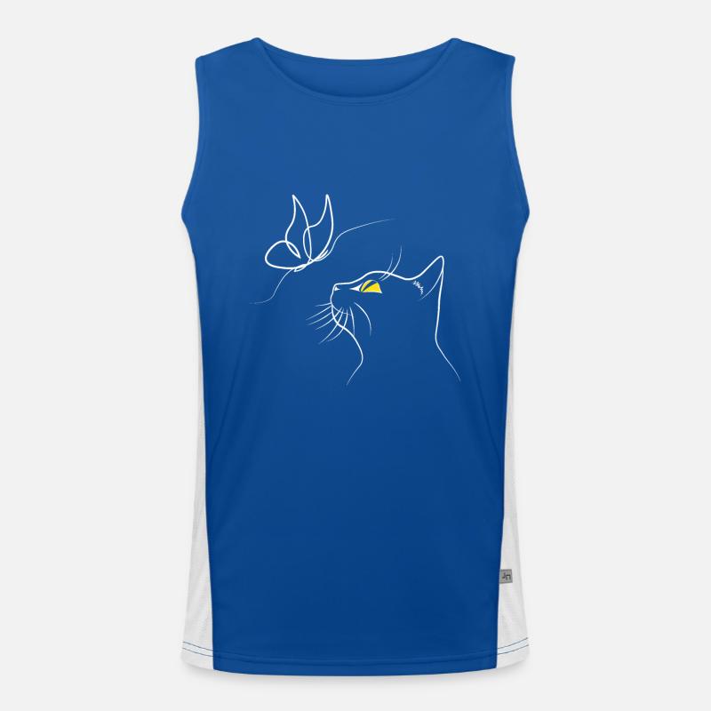 Cat With Butterfly Men's Functional Contrast Tank Top 