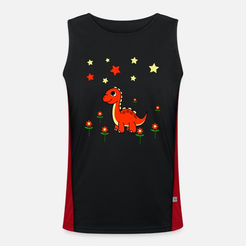 Dino Flowers Stars Men's Functional Contrast Tank Top 