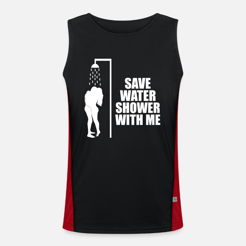Save water shower with me Men's Functional Contrast Tank Top 