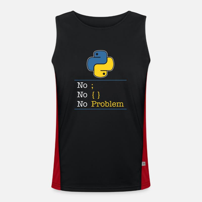 Python no problem - Funktionelles Kontrast-Tank Top für Männer  - Schwarz/Rot