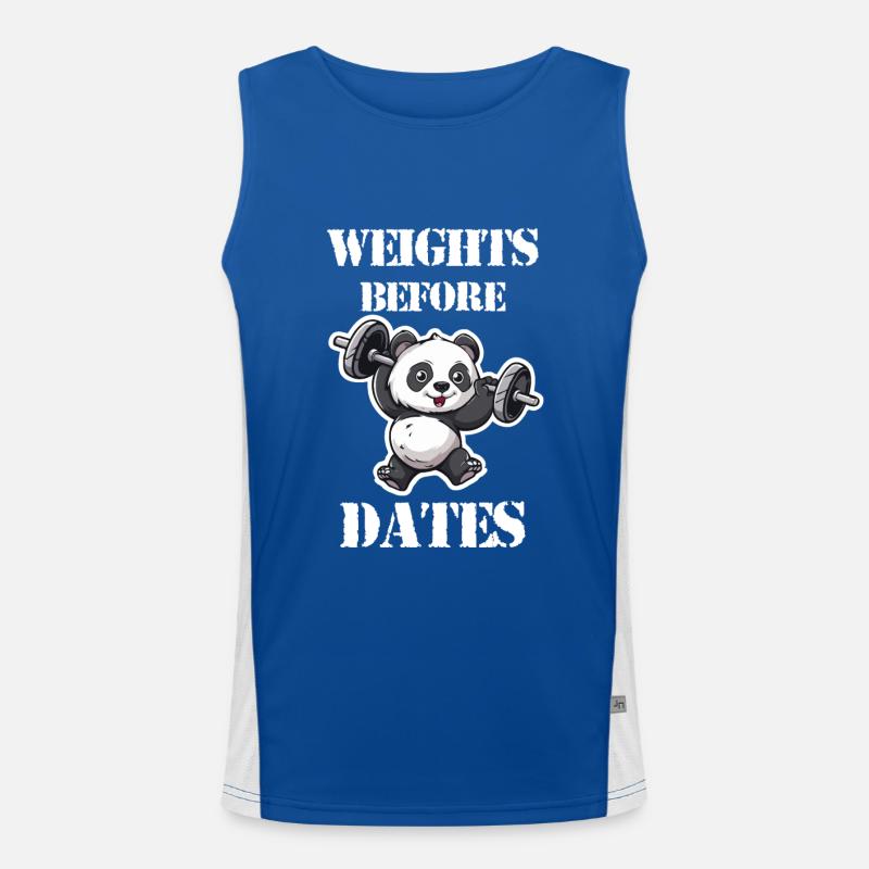Weights before Dates - Gym Panda Funktionelles Kontrast-Tank Top für Männer 