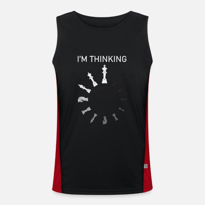 I m Thinking Chess - Men's Functional Contrast Tank Top  - black/red