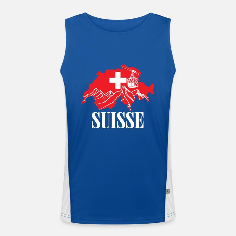 Suisse - Schweiz Karte Schweizer Flagge Funktionelles Kontrast-Tank Top für Männer 