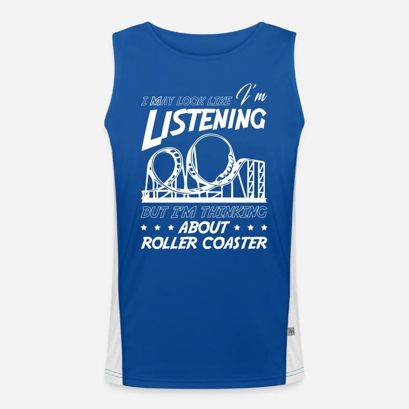I am Thinking About Roller Coaster Men's Functional Contrast Tank Top 