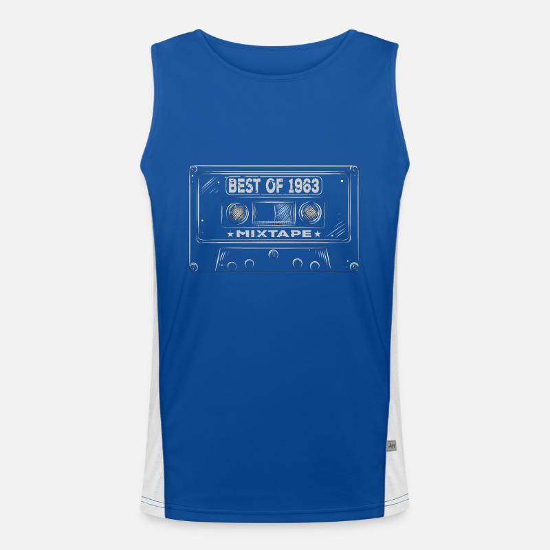 1963 Geburtstag Mixtape Kassette Retro Funktionelles Kontrast-Tank Top für Männer 