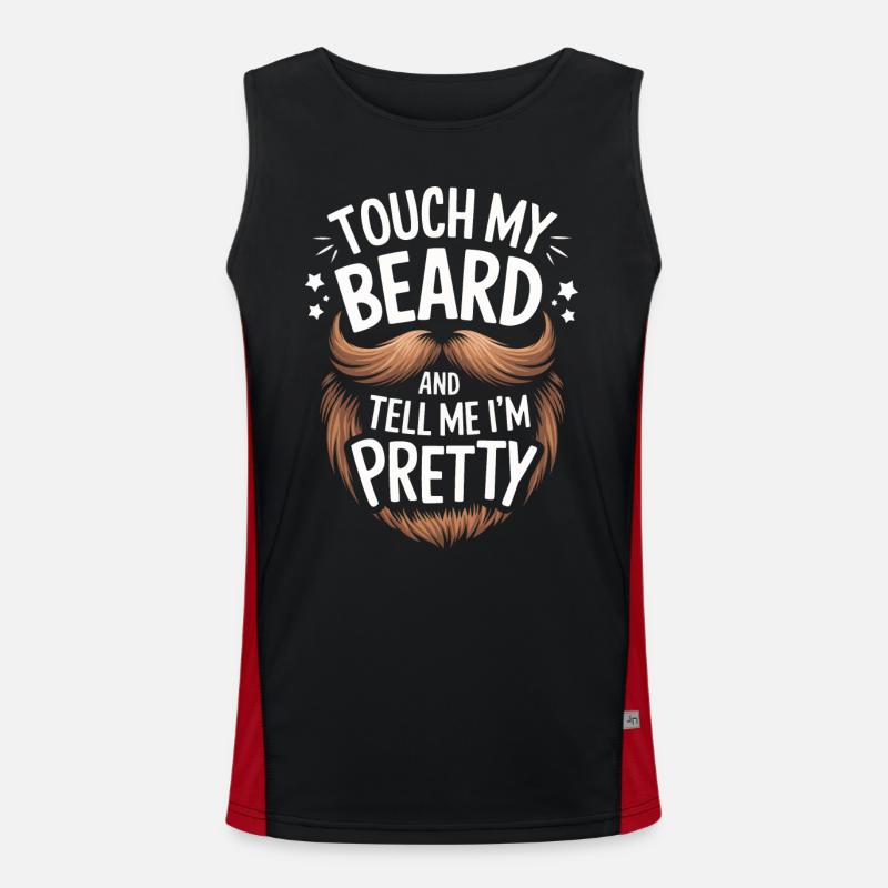 Beard Mustache Bearded Men - Men's Functional Contrast Tank Top  - black/red