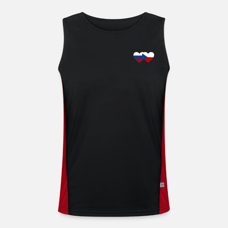 Russie République tchèque Drapeau coeur Drapeau Débardeur respirant contrasté Homme 