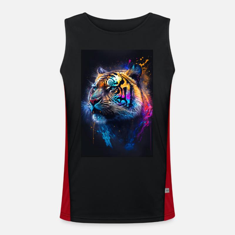 Farbiger Tiger mit Klecksen Funktionelles Kontrast-Tank Top für Männer 