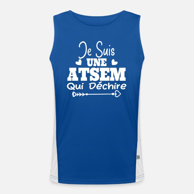Je suis une ATSEM qui déchire Idée Cadeau Atsem Débardeur respirant contrasté Homme 