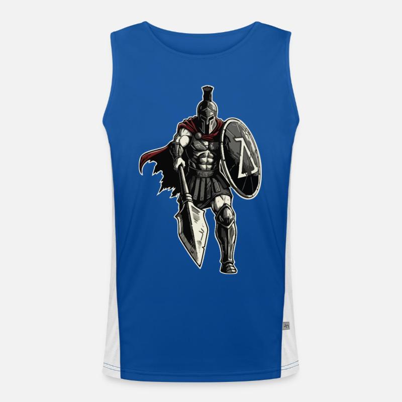 Veteran Spartan Combat Spear Shield Mascot Men's Functional Contrast Tank Top 