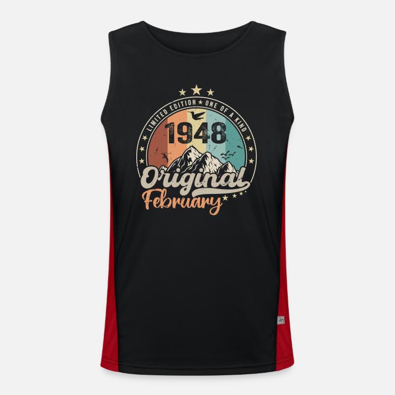 Legends born in February 1948 Gift 76 years Men's Functional Contrast Tank Top 