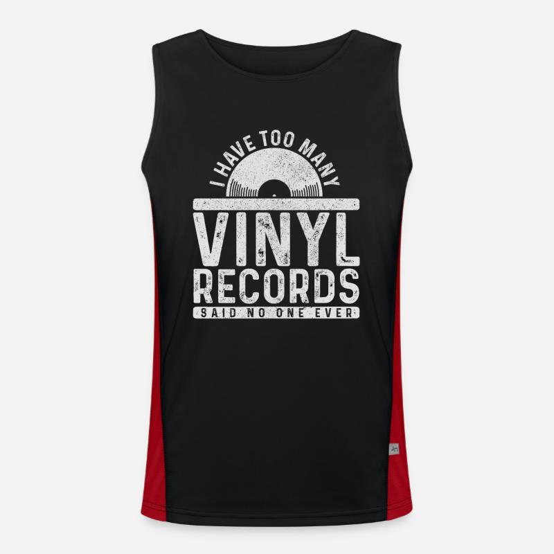 Vinyl Record Vintage DJ Gift Men's Functional Contrast Tank Top 