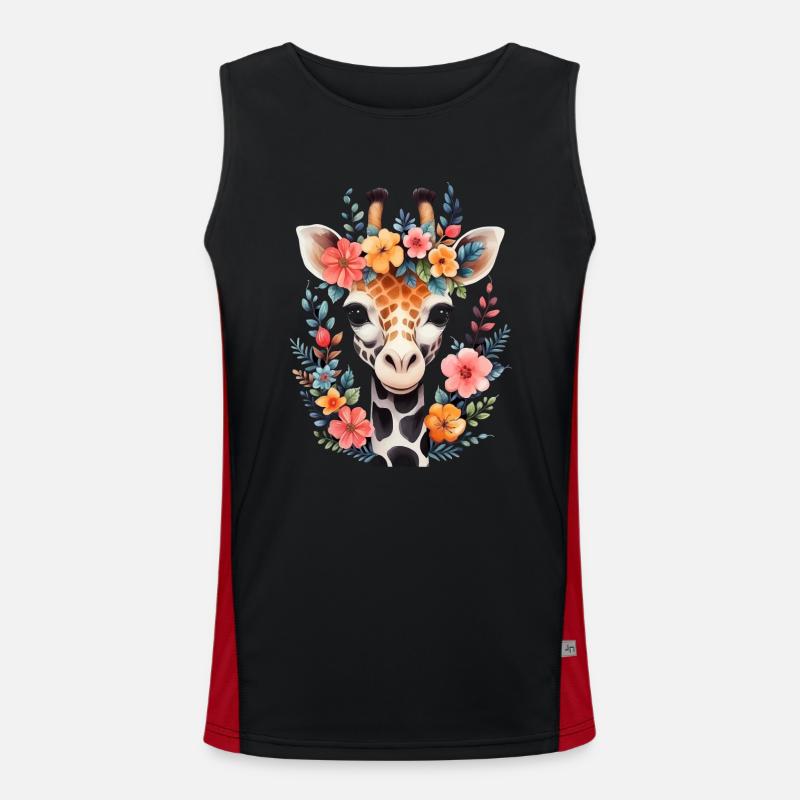 Giraffe Blumen Tier Geschenk Funktionelles Kontrast-Tank Top für Männer 