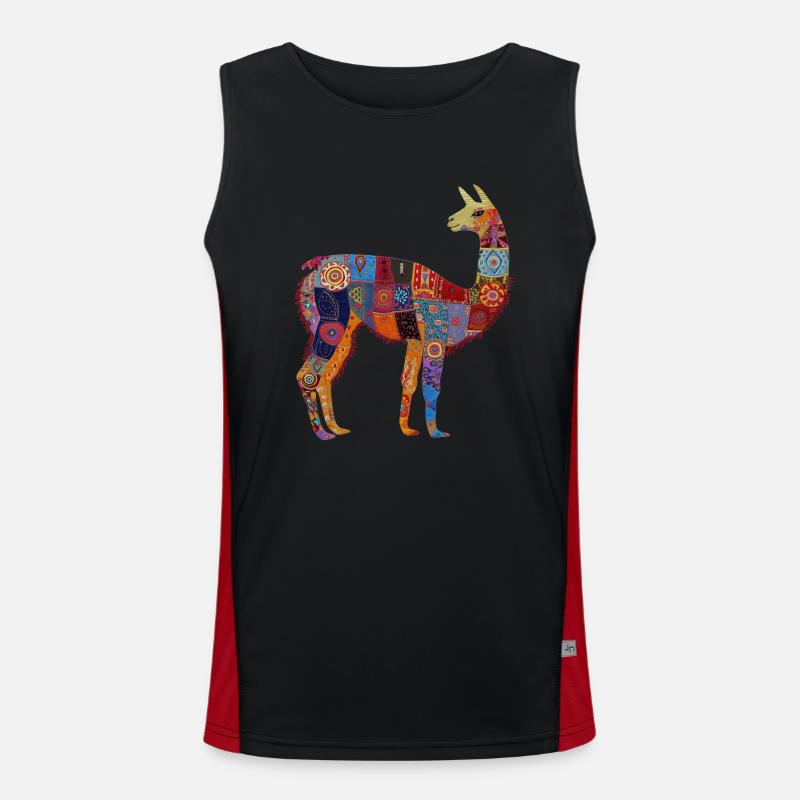 Llama Alpaca Vintage Peru Gift Men's Functional Contrast Tank Top 