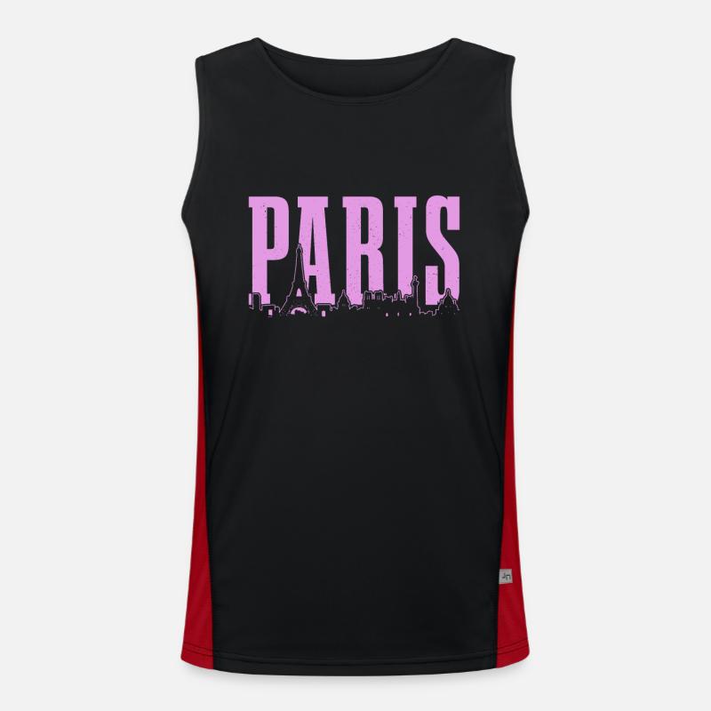 Paris Frankreich Eiffelturm Souvenir Funktionelles Kontrast-Tank Top für Männer 