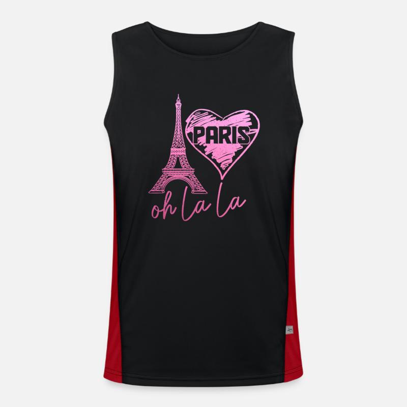 Paris Frankreich Eiffelturm Souvenir Funktionelles Kontrast-Tank Top für Männer 