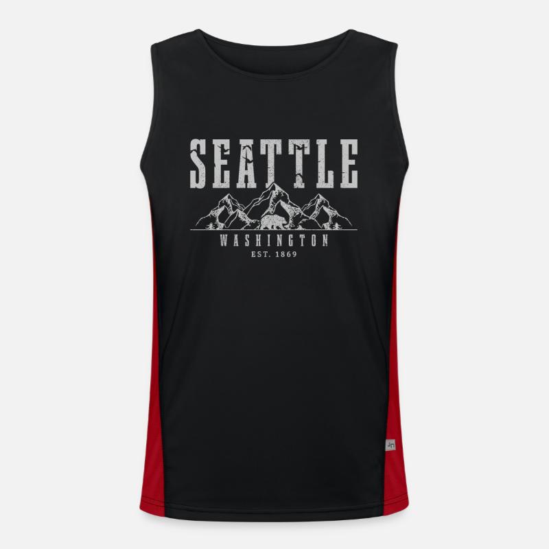 Seattle Washington Souvenir Gift - Men's Functional Contrast Tank Top - black/red