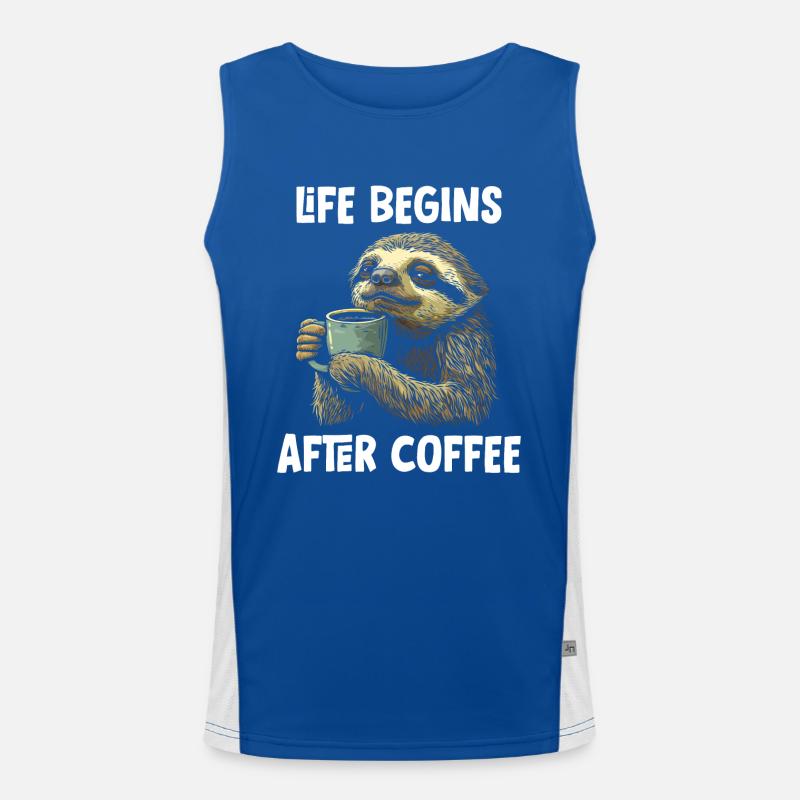 Sloth Coffee Funny Gift Men's Functional Contrast Tank Top 