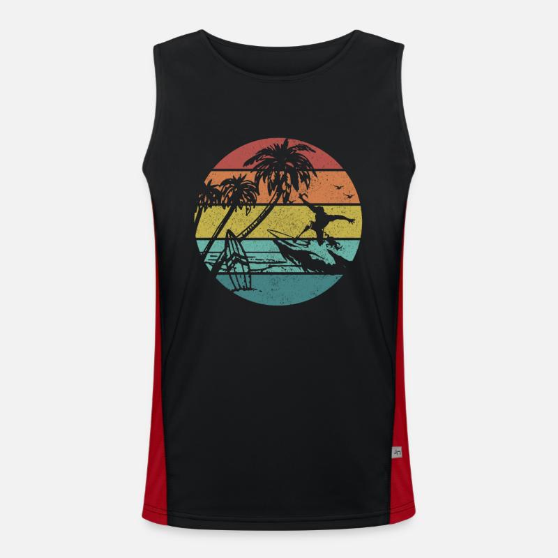 Surfen Vintage Surfer Geschenk Funktionelles Kontrast-Tank Top für Männer 