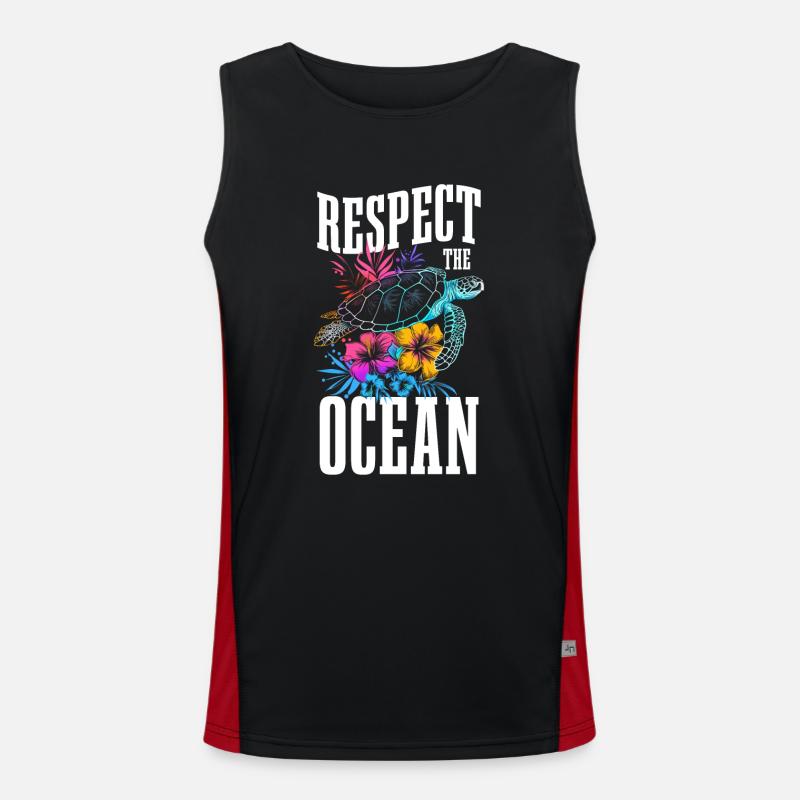 Ocean Diver Surfer Gift - Men's Functional Contrast Tank Top  - black/red