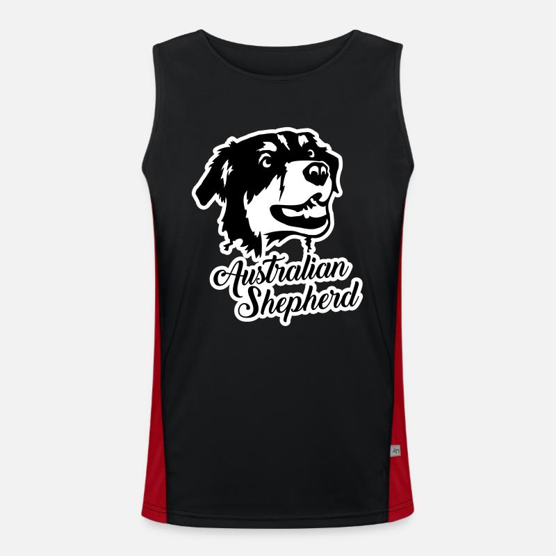Australian Shepherd - Men's Functional Contrast Tank Top  - black/red