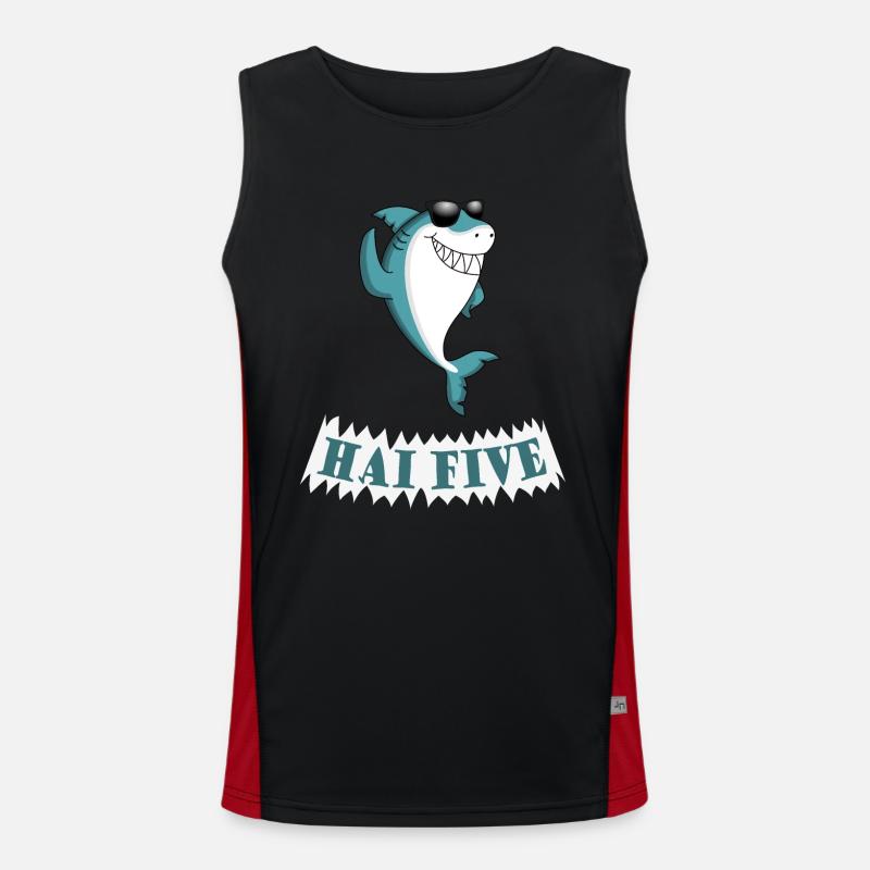 Haifisch High Five oder in dem Fall: HAI FIVE! Funktionelles Kontrast-Tank Top für Männer 