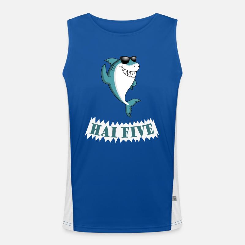 Haifisch High Five oder in dem Fall: HAI FIVE! Funktionelles Kontrast-Tank Top für Männer 