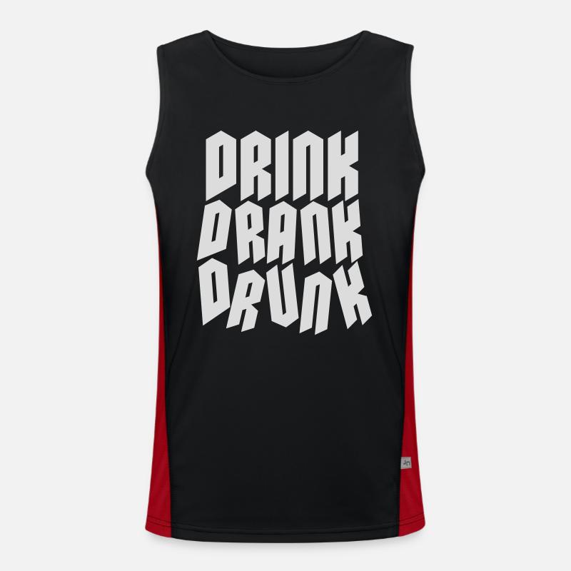 drink drank drunk quote - Men's Functional Contrast Tank Top  - black/red