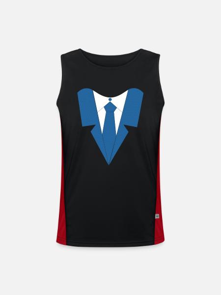 HEMD MIT KRAWATTE - Funktionelles Kontrast-Tank Top für Männer - Schwarz/Rot