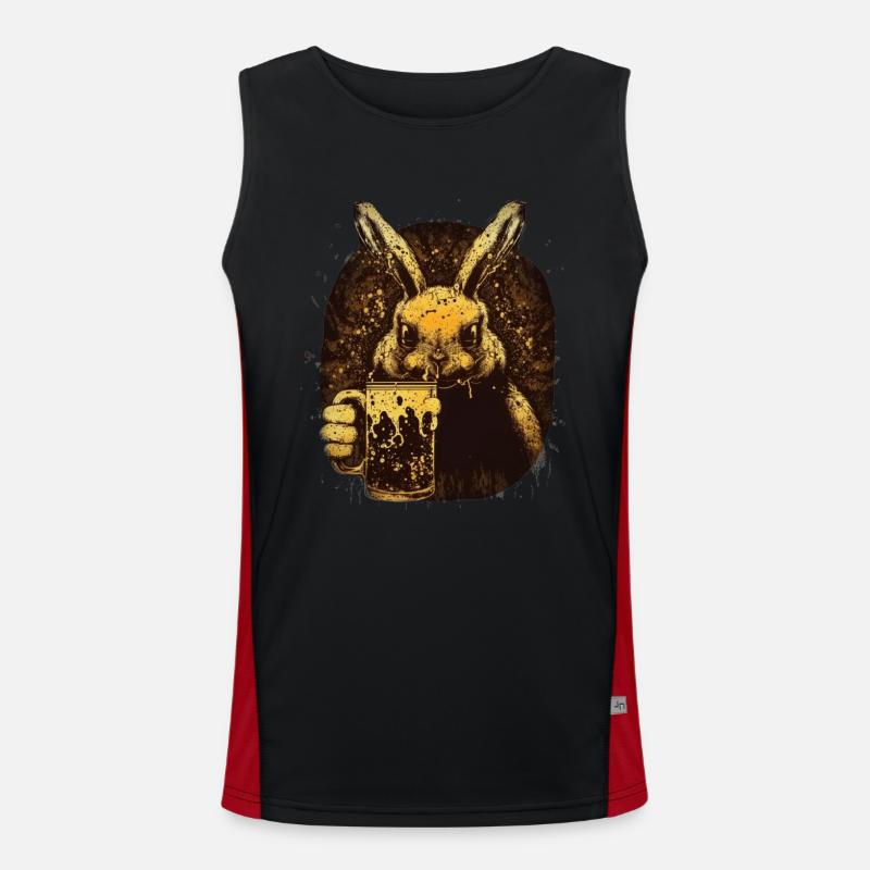 Cute rabbit and beer lover Men's Functional Contrast Tank Top 