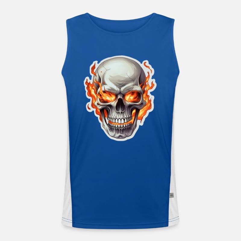 Skull on fire Men's Functional Contrast Tank Top 