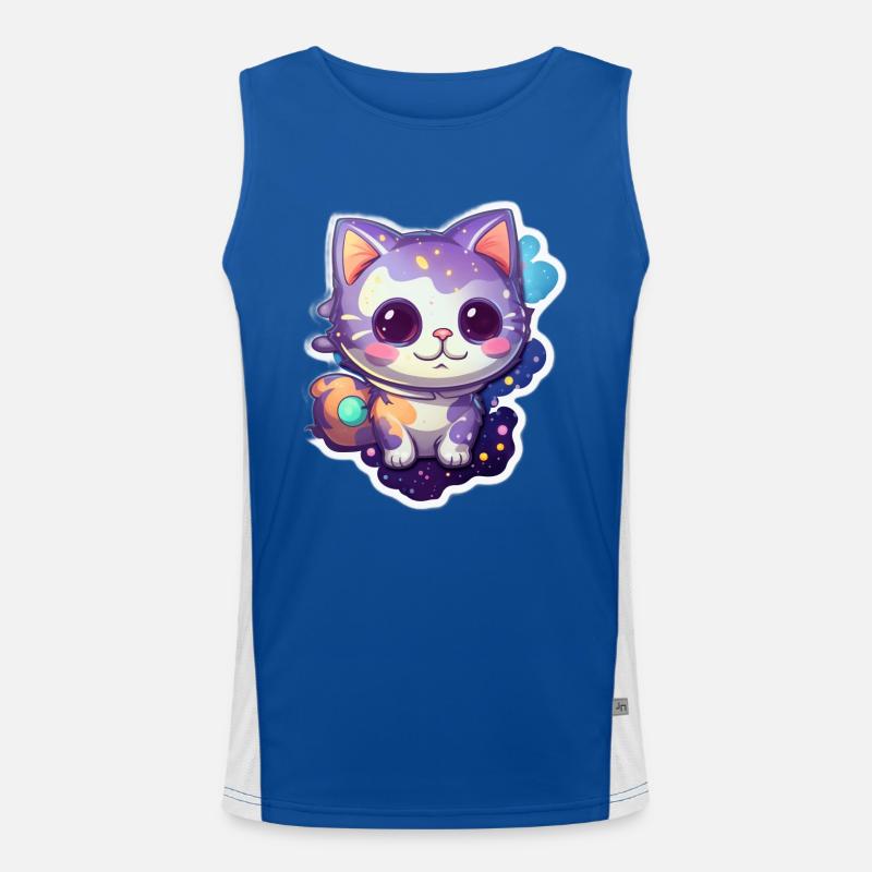 Mignon chat de dessin animé flottant dans l’espace Débardeur respirant contrasté Homme 