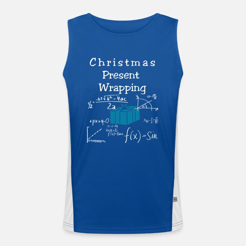 Funny Math Christmas Present Wrapping Men's Functional Contrast Tank Top 