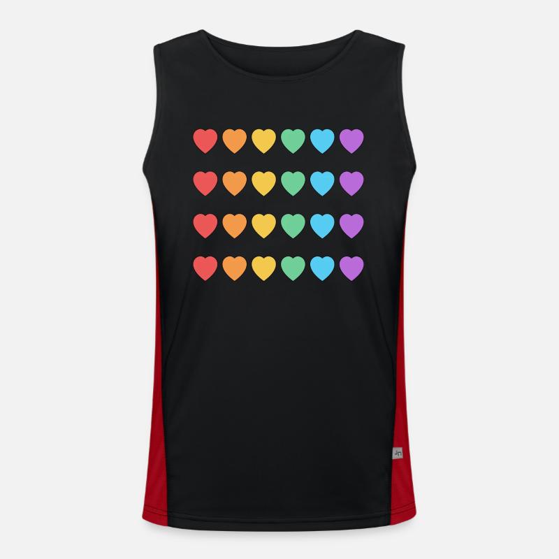 Rainbow Hearts LGBT Pride Monat Funktionelles Kontrast-Tank Top für Männer 